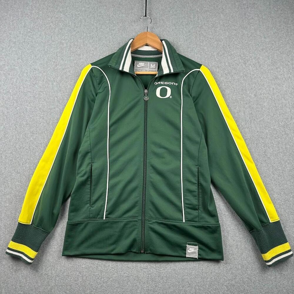 Nike Oregon Ducks Zip Up Women's Medium Green Yellow NCAA Jacket Football Warm